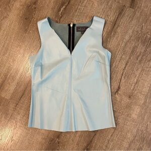 PJK Patterson J Kincaid Aqua Lamb Leather Sleeveless Blouse Women’s XS